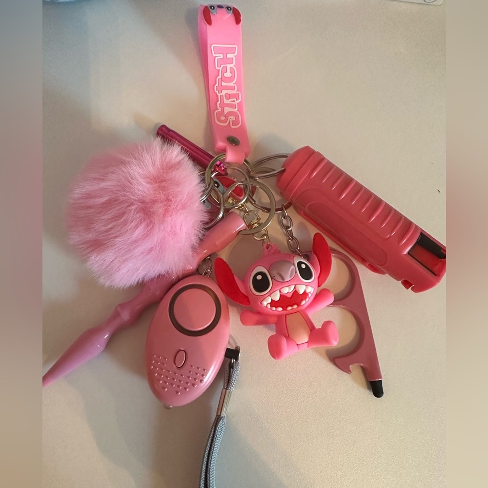 Pink Stitch Self Defense Keychain